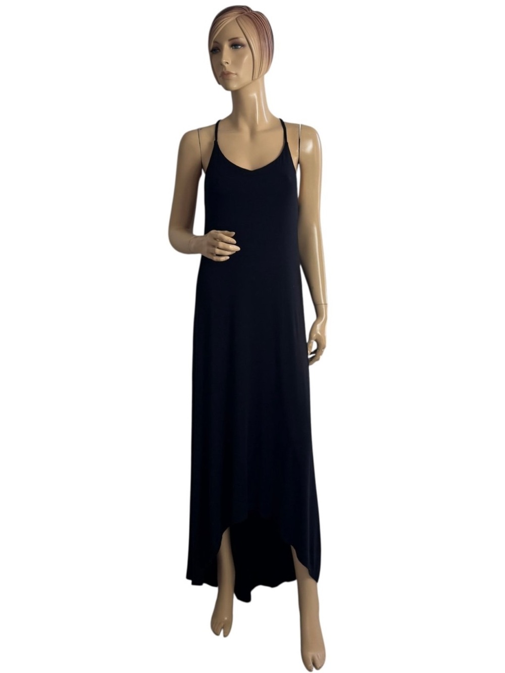 Tabitha Webb Black High Low Maxi Dress Small Racerback Keyhole